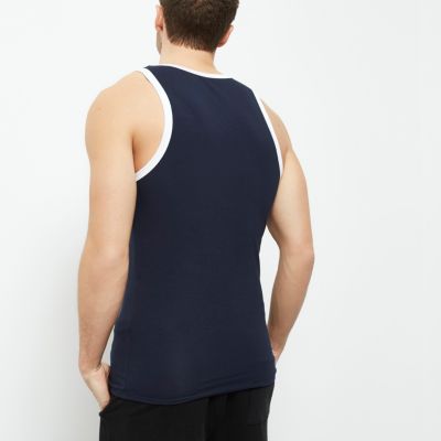 Navy muscle fit vest